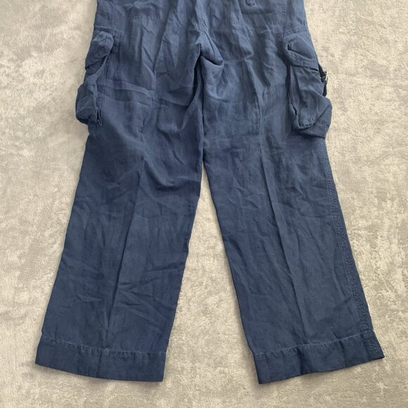 Polo Ralph Lauren Pants Mens 33x32” Blue Military Cargo Silk Linen Paratrooper - Picture 14 of 14